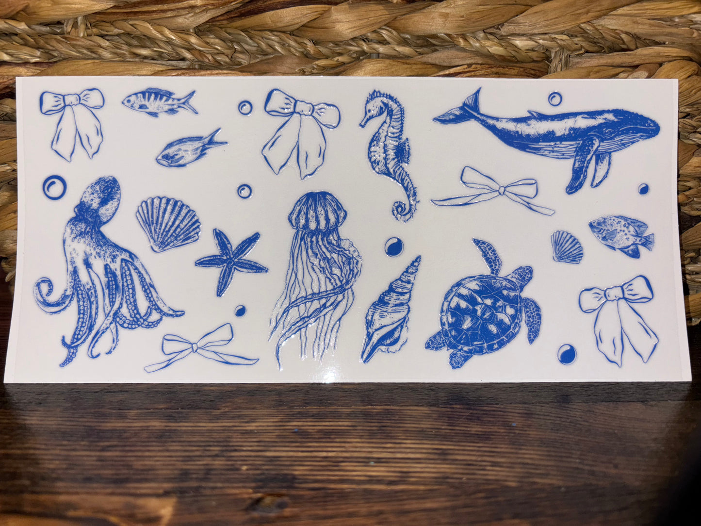 Blue bows and sea animals