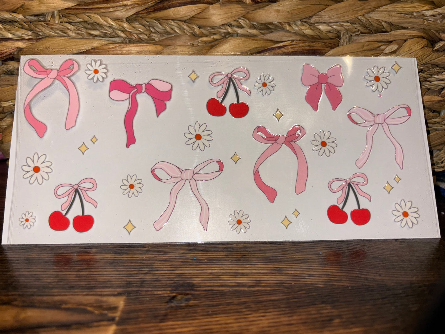 Pink cherry bows