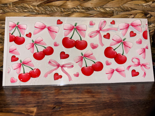 Pink cherry bows