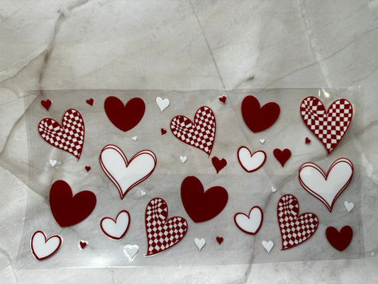 Red and white checkered hearts